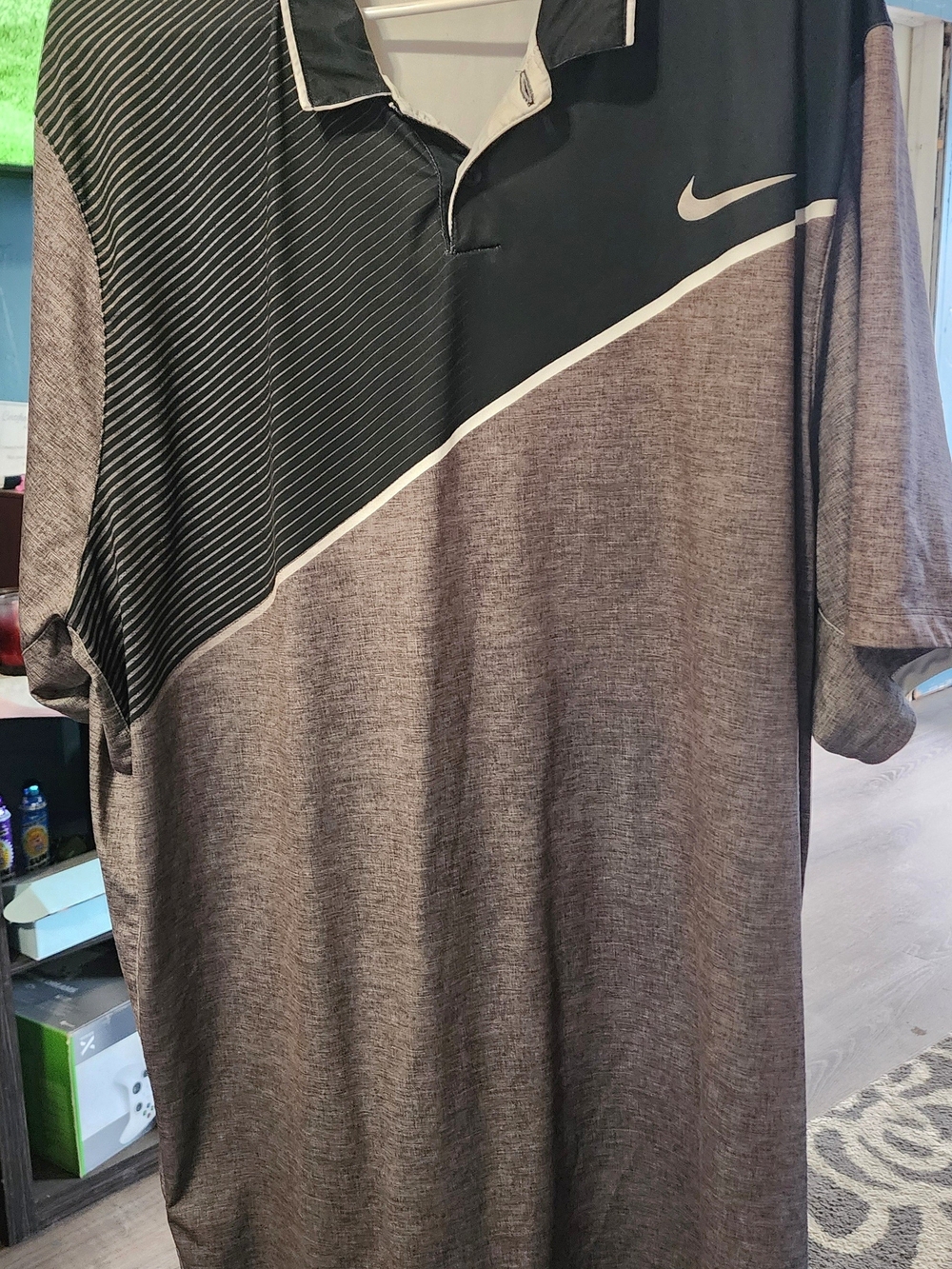 Nike Men’s Grey and Black Golf Polo Shirt Sz XXL